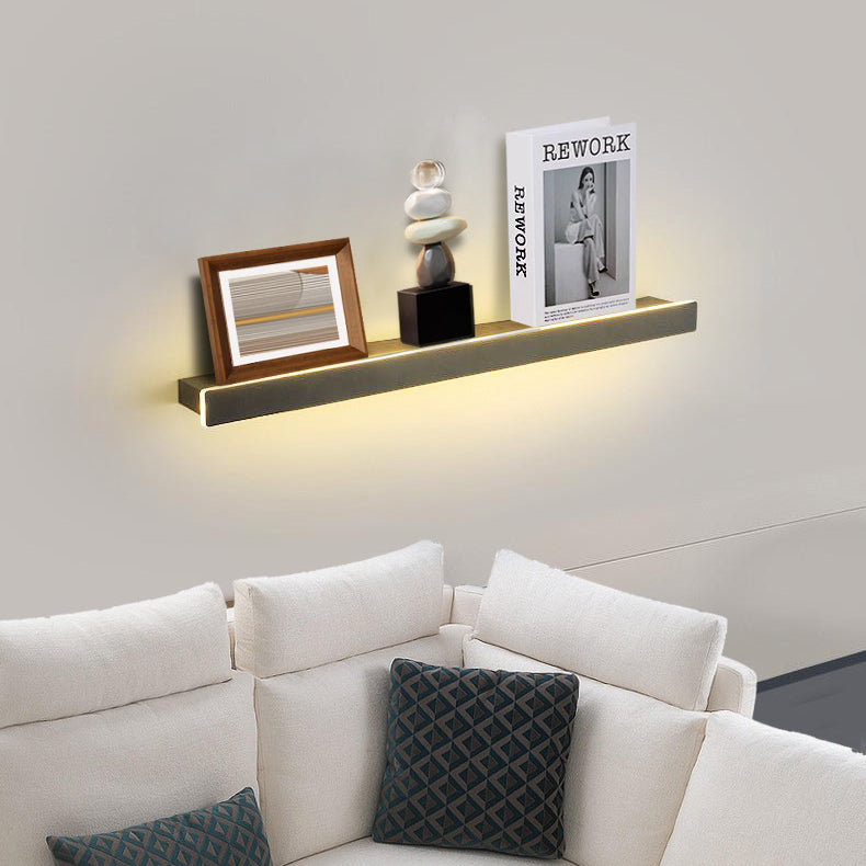 Modern Minimalist Iron Acrylic Linear Shelf LED Wall Sconce Lamp For Living Room & Bedroom