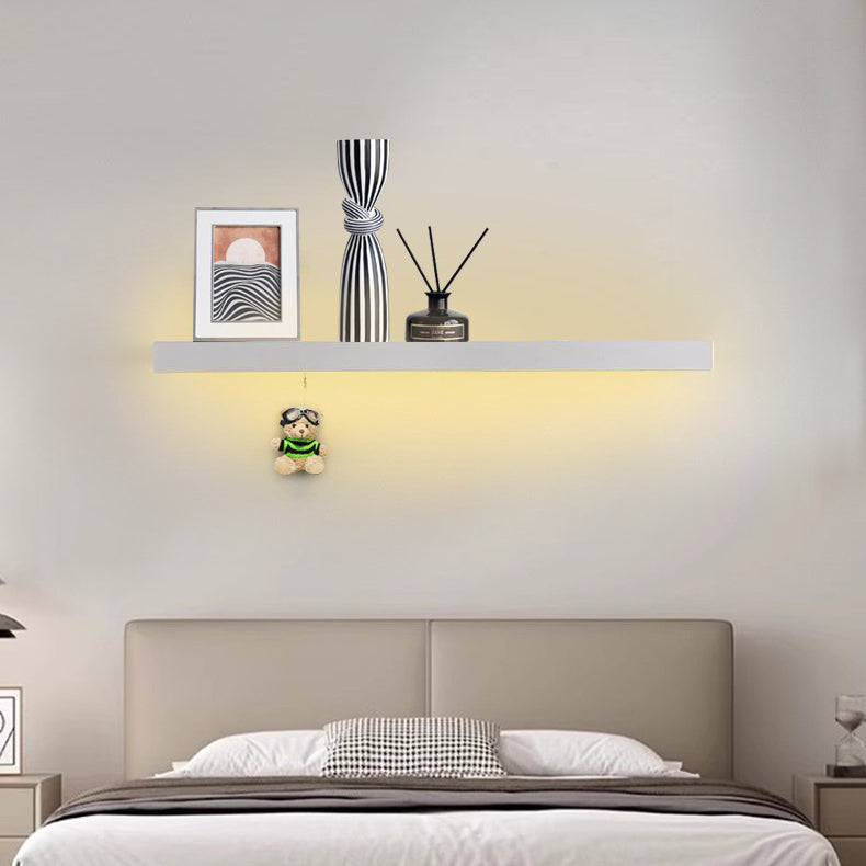 Modern Minimalist Iron Acrylic Linear Shelf LED Wall Sconce Lamp For Living Room & Bedroom