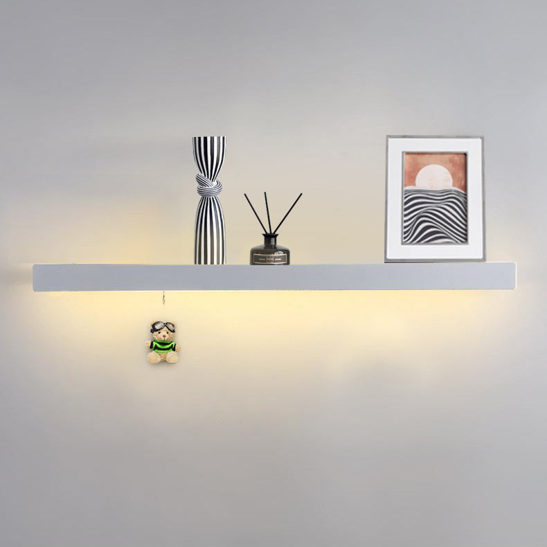 Modern Minimalist Iron Acrylic Linear Shelf LED Wall Sconce Lamp For Living Room & Bedroom