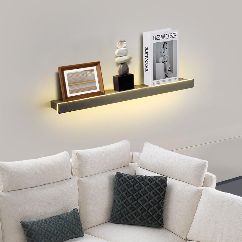 Modern Minimalist Iron Acrylic Linear Shelf LED Wall Sconce Lamp For Living Room & Bedroom