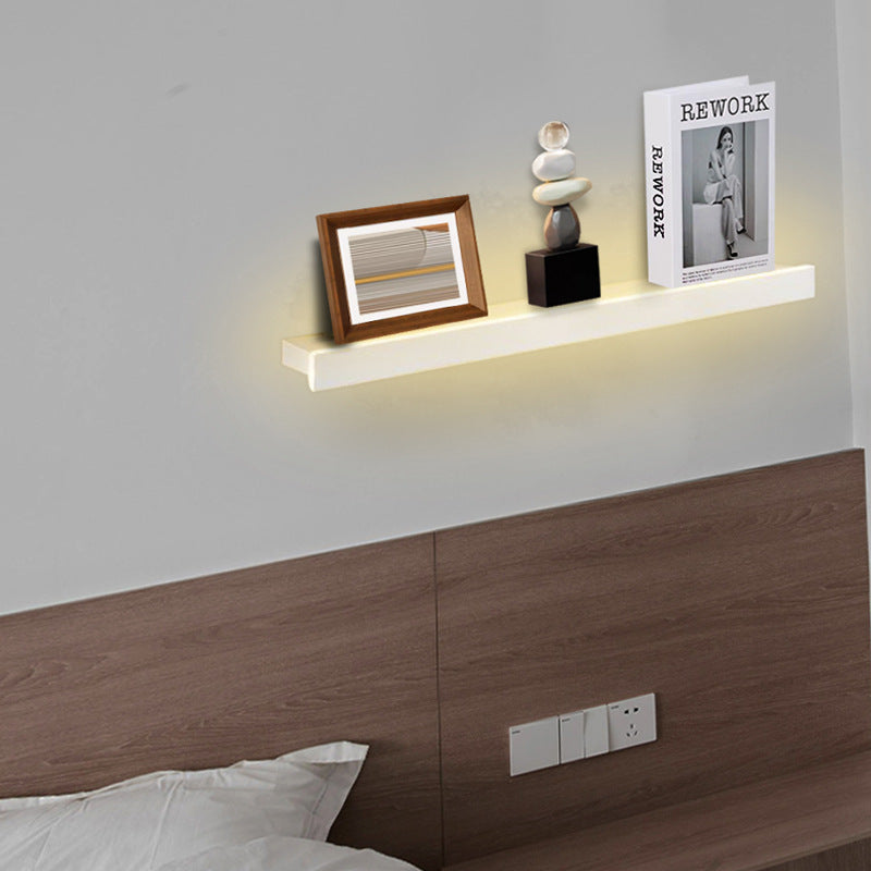 Modern Minimalist Iron Acrylic Linear Shelf LED Wall Sconce Lamp For Living Room & Bedroom
