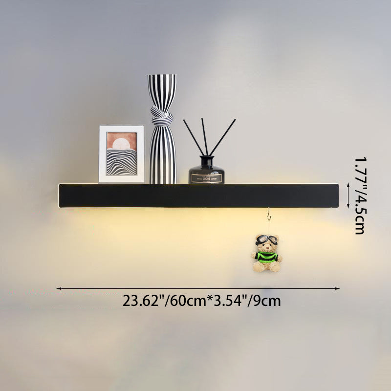 Modern Minimalist Iron Acrylic Linear Shelf LED Wall Sconce Lamp For Living Room & Bedroom