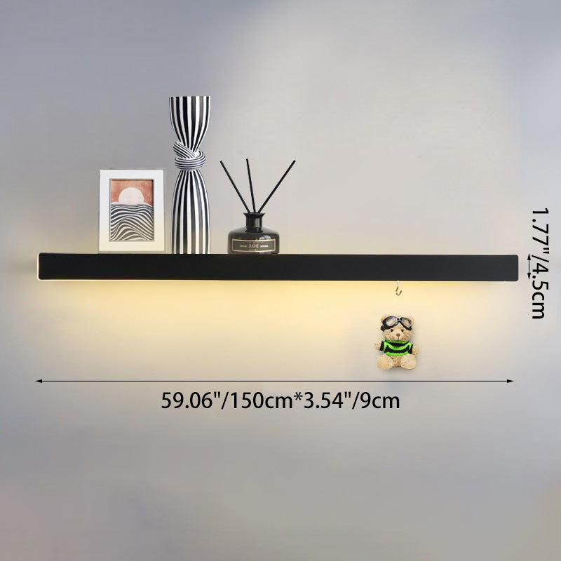 Modern Minimalist Iron Acrylic Linear Shelf LED Wall Sconce Lamp For Living Room & Bedroom