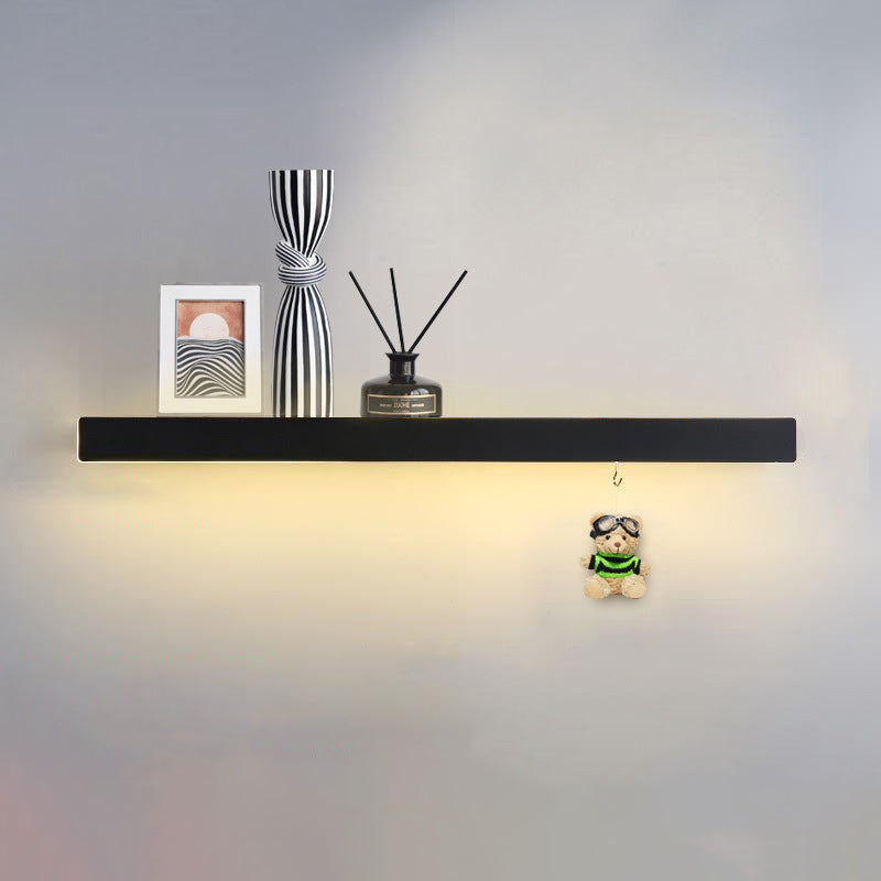 Modern Minimalist Iron Acrylic Linear Shelf LED Wall Sconce Lamp For Living Room & Bedroom