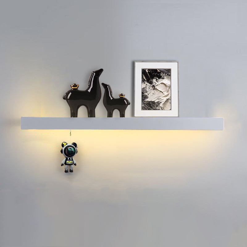 Modern Minimalist Iron Acrylic Linear Shelf LED Wall Sconce Lamp For Living Room & Bedroom