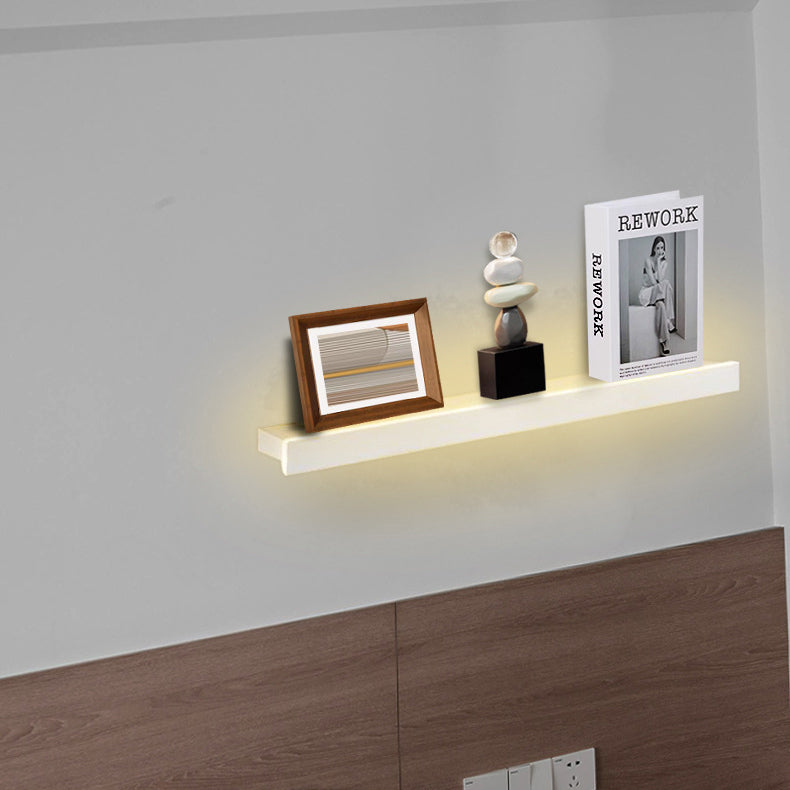 Modern Minimalist Iron Acrylic Linear Shelf LED Wall Sconce Lamp For Living Room & Bedroom
