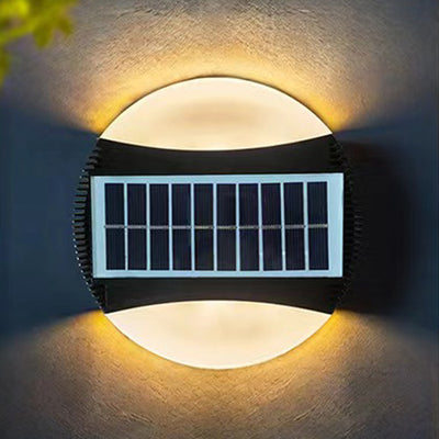 Modern Minimalist Solar Waterproof ABS Round LED Wall Sconce Lamp For Garden And Outdoor Patio