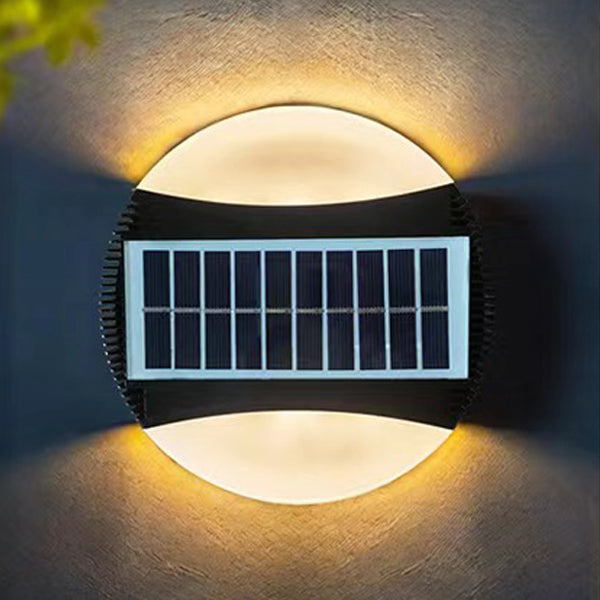 Modern Minimalist Solar Waterproof ABS Round LED Wall Sconce Lamp For Garden And Outdoor Patio
