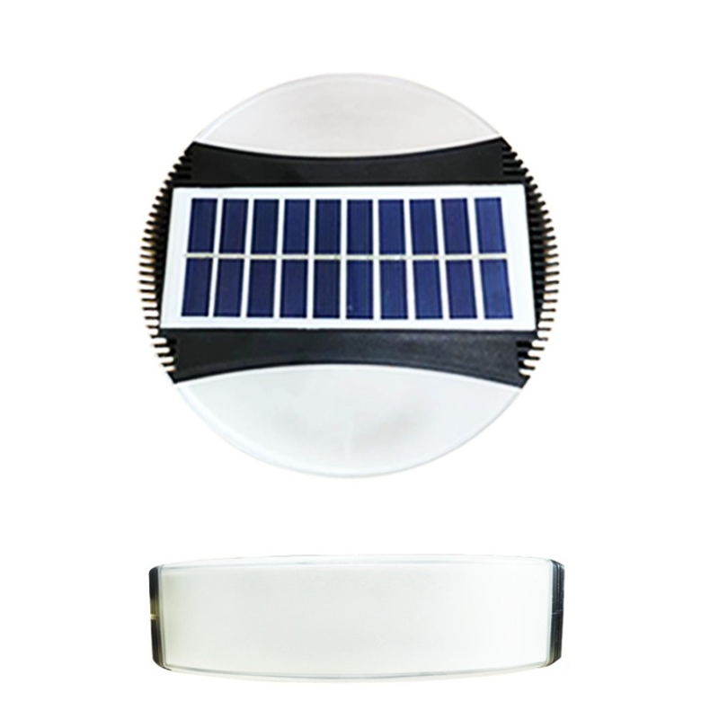 Modern Minimalist Solar Waterproof ABS Round LED Wall Sconce Lamp For Garden And Outdoor Patio