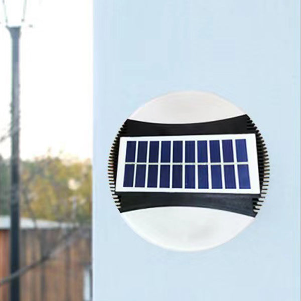 Modern Minimalist Solar Waterproof ABS Round LED Wall Sconce Lamp For Garden And Outdoor Patio