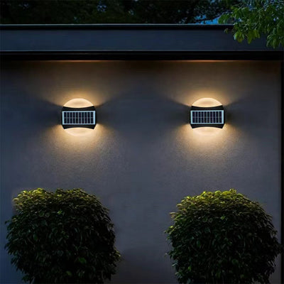 Modern Minimalist Solar Waterproof ABS Round LED Wall Sconce Lamp For Garden And Outdoor Patio