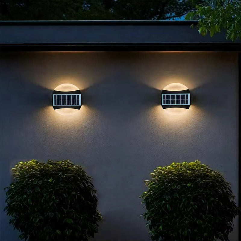 Modern Minimalist Solar Waterproof ABS Round LED Wall Sconce Lamp For Garden And Outdoor Patio