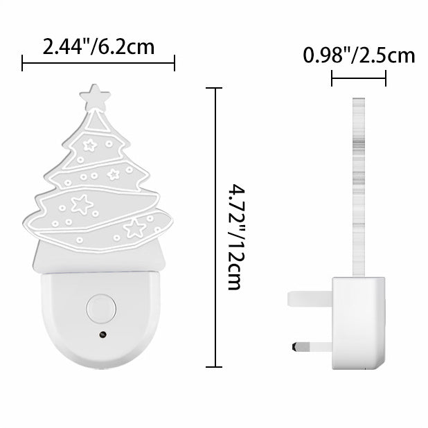 Zeitgenössische kreative Acryl-Weihnachtsbaum-Karikaturmuster LED-Wandleuchte Nachtlicht für Schlafzimmer 