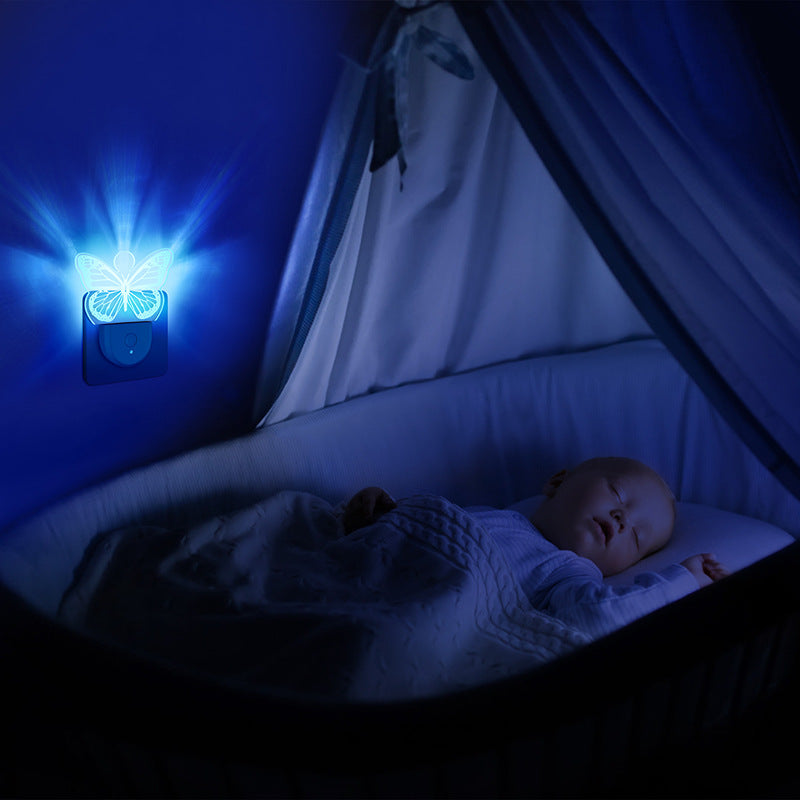 Zeitgenössische kreative Acryl-Weihnachtsbaum-Karikaturmuster LED-Wandleuchte Nachtlicht für Schlafzimmer 