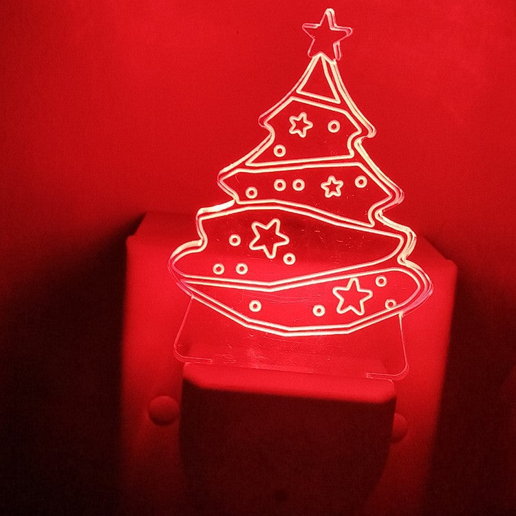 Zeitgenössische kreative Acryl-Weihnachtsbaum-Karikaturmuster LED-Wandleuchte Nachtlicht für Schlafzimmer 