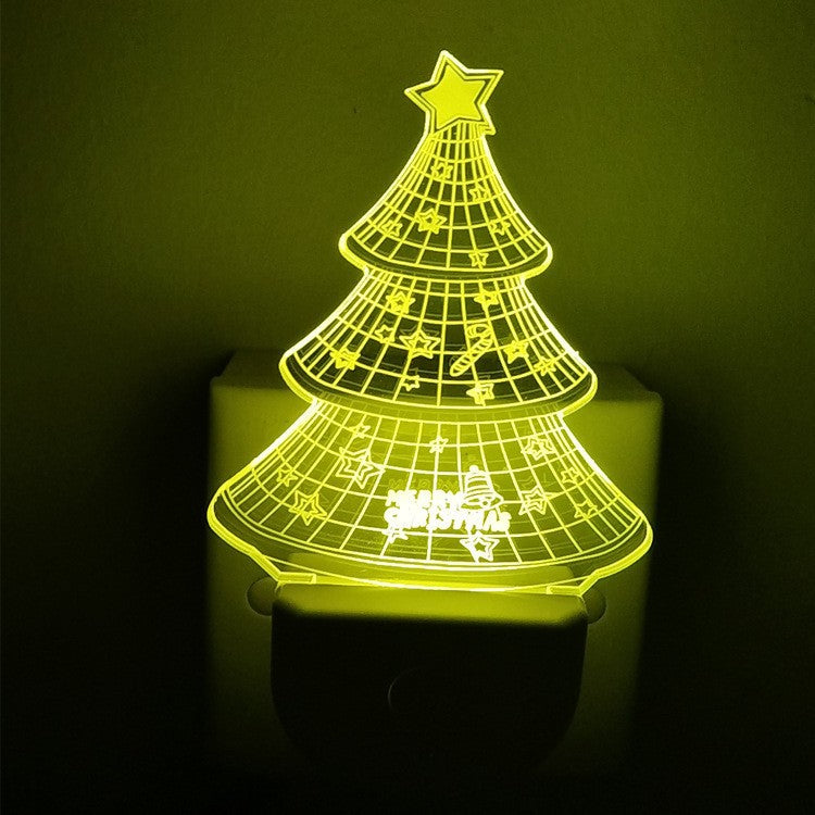 Zeitgenössische kreative Acryl-Weihnachtsbaum-Karikaturmuster LED-Wandleuchte Nachtlicht für Schlafzimmer 