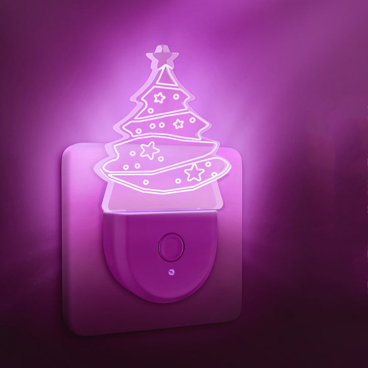 Zeitgenössische kreative Acryl-Weihnachtsbaum-Karikaturmuster LED-Wandleuchte Nachtlicht für Schlafzimmer 