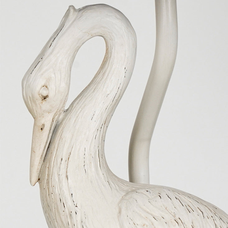 Lampe de table 1-lumière en résine et tissu vintage traditionnel avec colonne, branche, oiseau rouge et grue blanche pour chambre et salon 