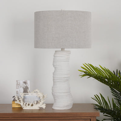 Modern Art Deco Resin Column Handcrafted 1-Light Table Lamp For Bedroom And Living Room