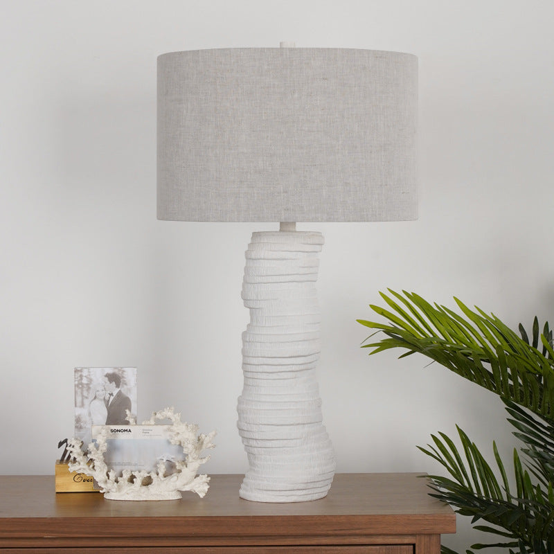 Modern Art Deco Resin Column Handcrafted 1-Light Table Lamp For Bedroom And Living Room