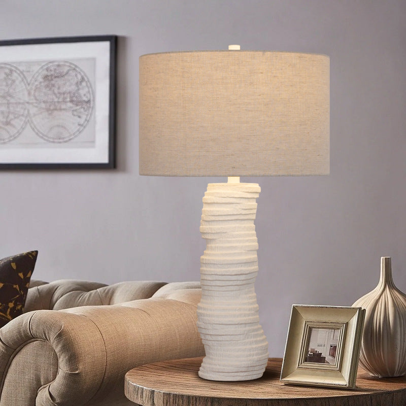Modern Art Deco Resin Column Handcrafted 1-Light Table Lamp For Bedroom And Living Room