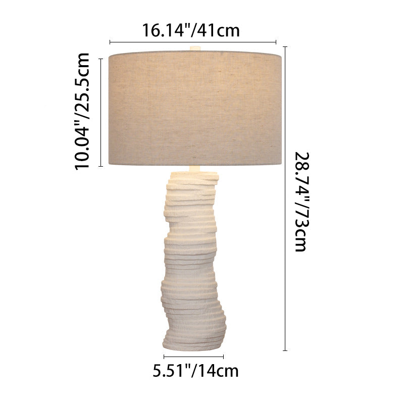 Modern Art Deco Resin Column Handcrafted 1-Light Table Lamp For Bedroom And Living Room