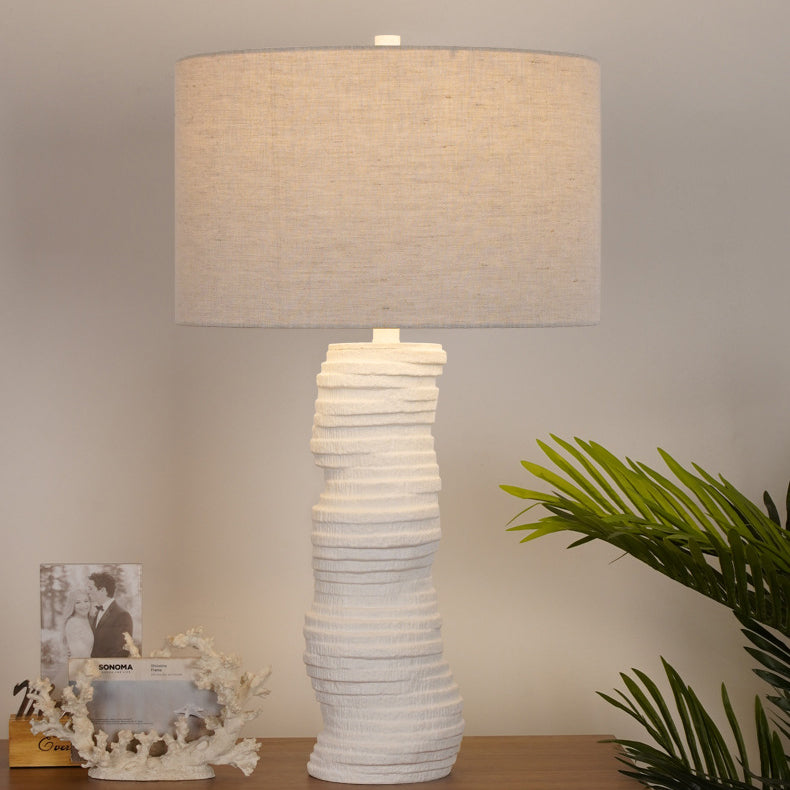 Modern Art Deco Resin Column Handcrafted 1-Light Table Lamp For Bedroom And Living Room