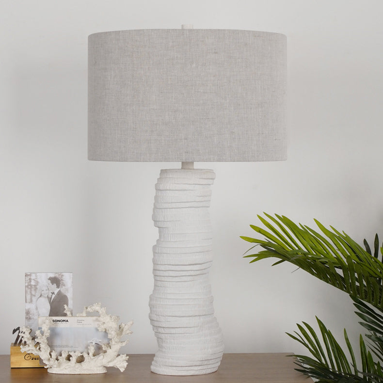Modern Art Deco Resin Column Handcrafted 1-Light Table Lamp For Bedroom And Living Room