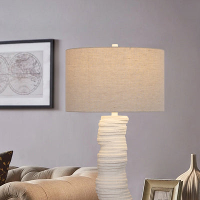 Modern Art Deco Resin Column Handcrafted 1-Light Table Lamp For Bedroom And Living Room