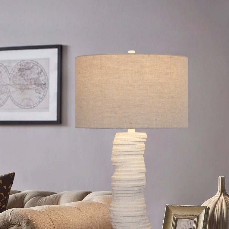 Modern Art Deco Resin Column Handcrafted 1-Light Table Lamp For Bedroom And Living Room