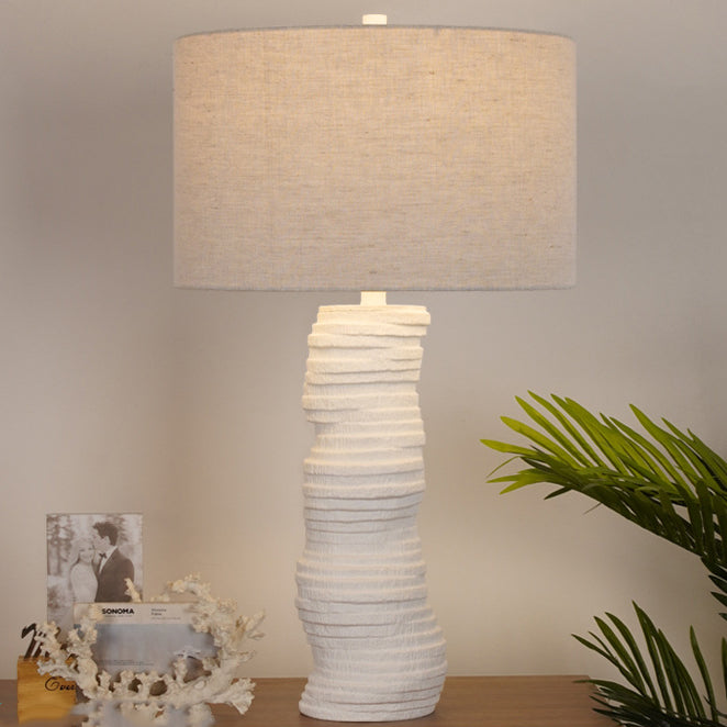 Modern Art Deco Resin Column Handcrafted 1-Light Table Lamp For Bedroom And Living Room