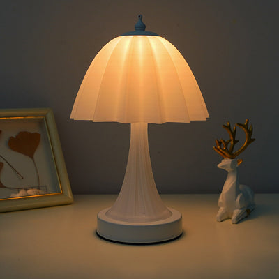 Contemporary Nordic USB Rechargeable Iron & PLA Umbrella Pleated LED Table Lamp For Bedroom