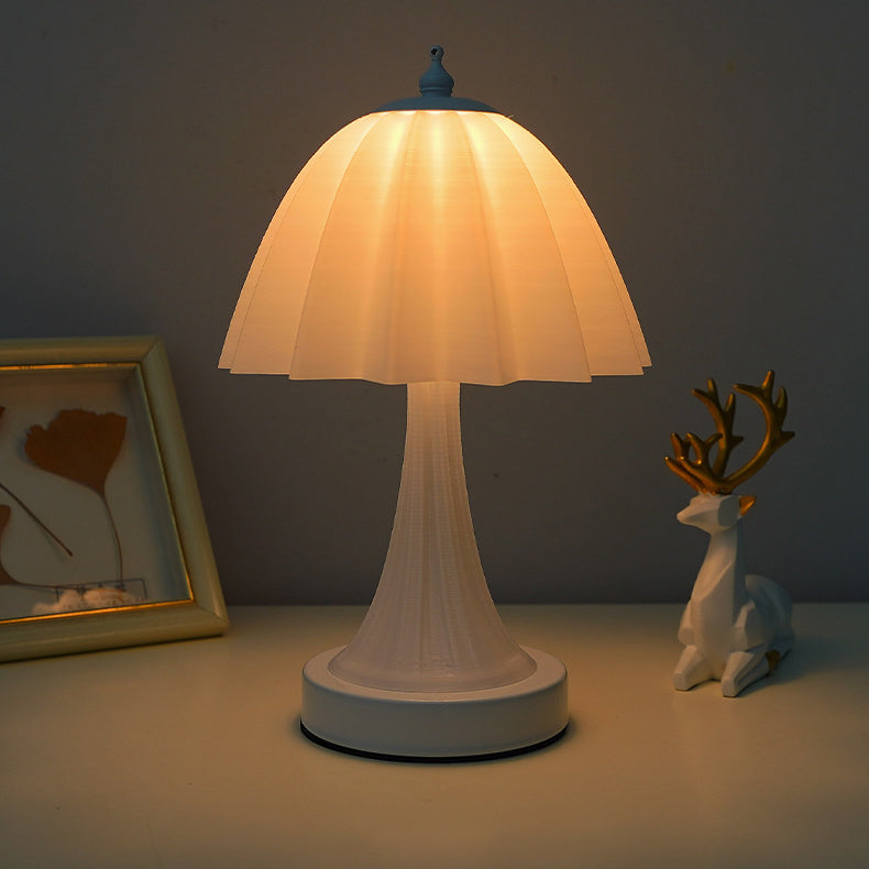 Contemporary Nordic USB Rechargeable Iron & PLA Umbrella Pleated LED Table Lamp For Bedroom