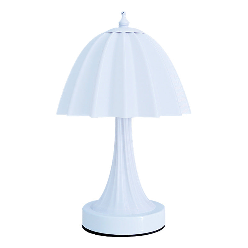 Contemporary Nordic USB Rechargeable Iron & PLA Umbrella Pleated LED Table Lamp For Bedroom