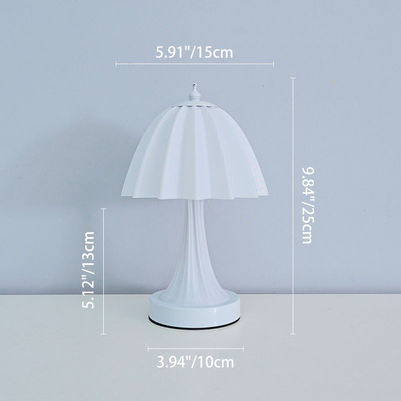 Contemporary Nordic USB Rechargeable Iron & PLA Umbrella Pleated LED Table Lamp For Bedroom