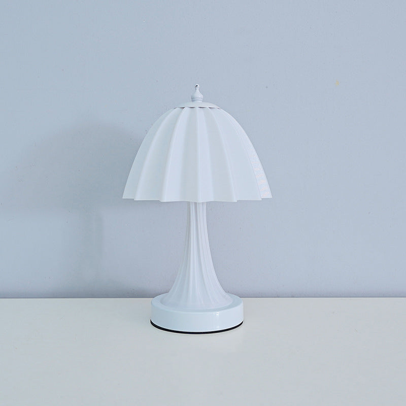 Contemporary Nordic USB Rechargeable Iron & PLA Umbrella Pleated LED Table Lamp For Bedroom