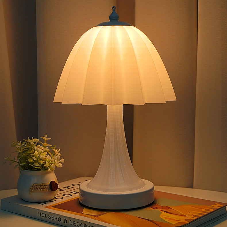 Contemporary Nordic USB Rechargeable Iron & PLA Umbrella Pleated LED Table Lamp For Bedroom