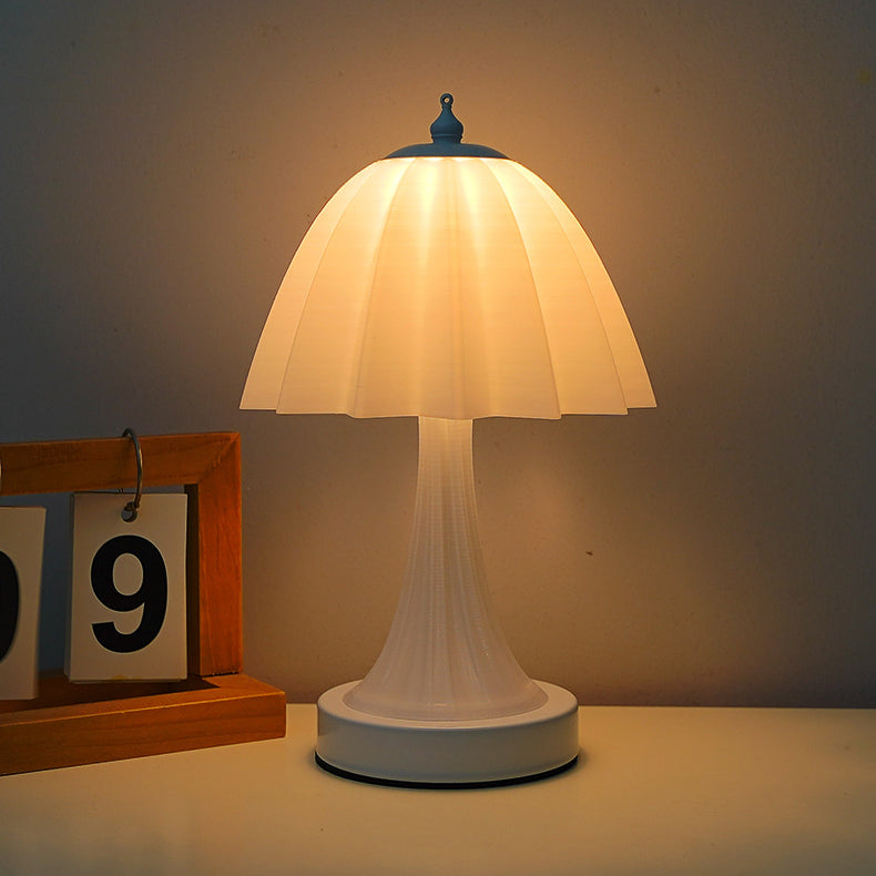 Contemporary Nordic USB Rechargeable Iron & PLA Umbrella Pleated LED Table Lamp For Bedroom