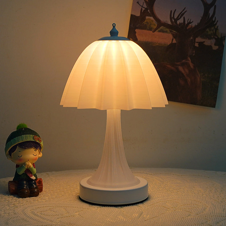 Contemporary Nordic USB Rechargeable Iron & PLA Umbrella Pleated LED Table Lamp For Bedroom