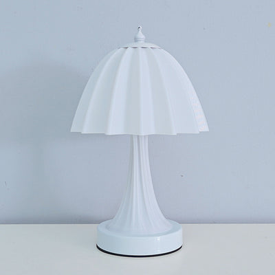 Contemporary Nordic USB Rechargeable Iron & PLA Umbrella Pleated LED Table Lamp For Bedroom