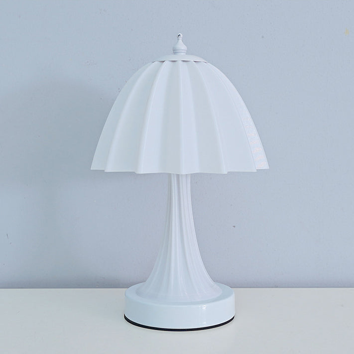Contemporary Nordic USB Rechargeable Iron & PLA Umbrella Pleated LED Table Lamp For Bedroom