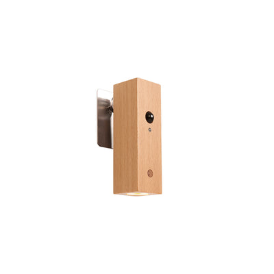 Contemporary Nordic Rechargeable Rotatable Motion Sensor Solid Wood Acrylic Cylinder LED Wall Sconce Lamp Spotlight For Bedroom & Hallway