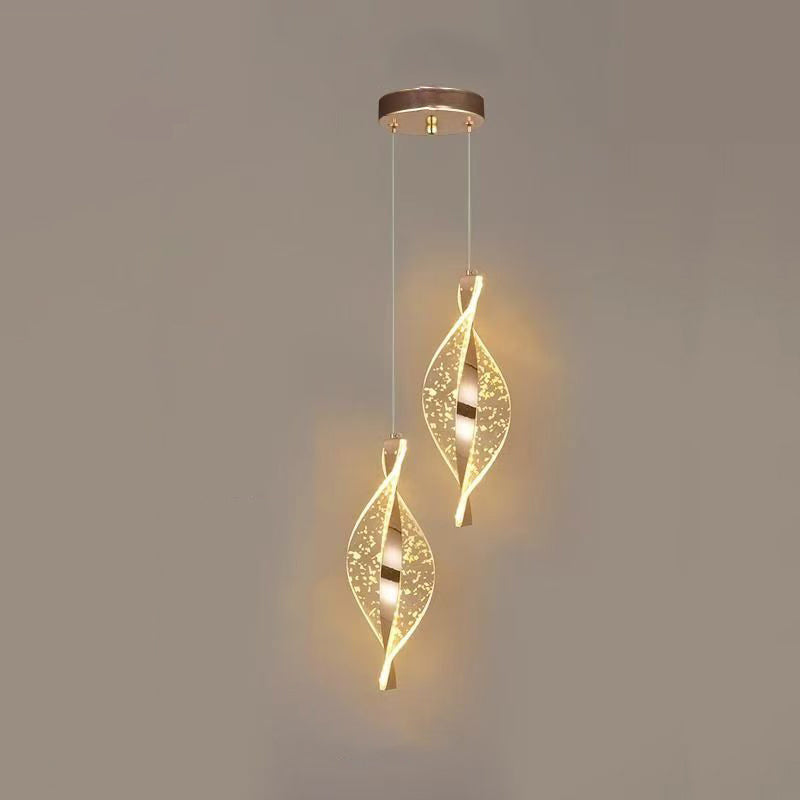Modern Luxury Aluminum Iron Acrylic Spiral LED Pendant Light For Bedroom Bedside