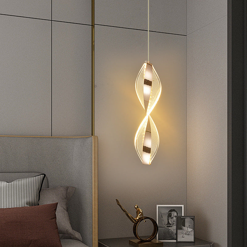 Modern Luxury Aluminum Iron Acrylic Spiral LED Pendant Light For Bedroom Bedside
