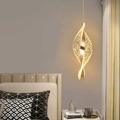 Modern Luxury Aluminum Iron Acrylic Spiral LED Pendant Light For Bedroom Bedside