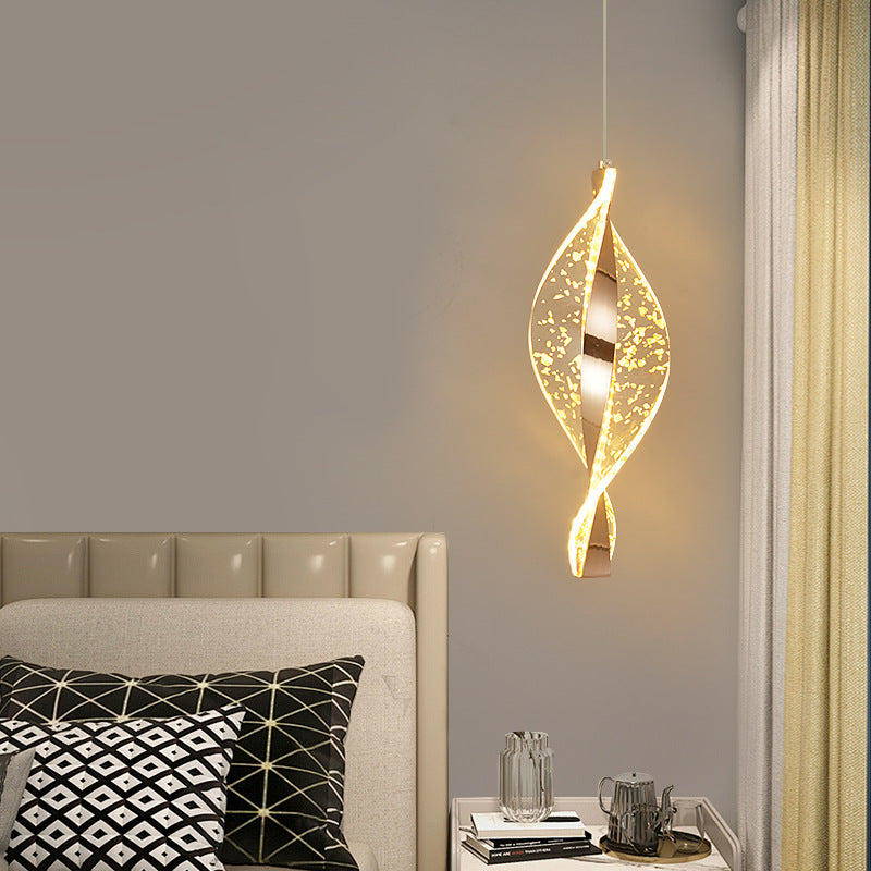 Modern Luxury Aluminum Iron Acrylic Spiral LED Pendant Light For Bedroom Bedside