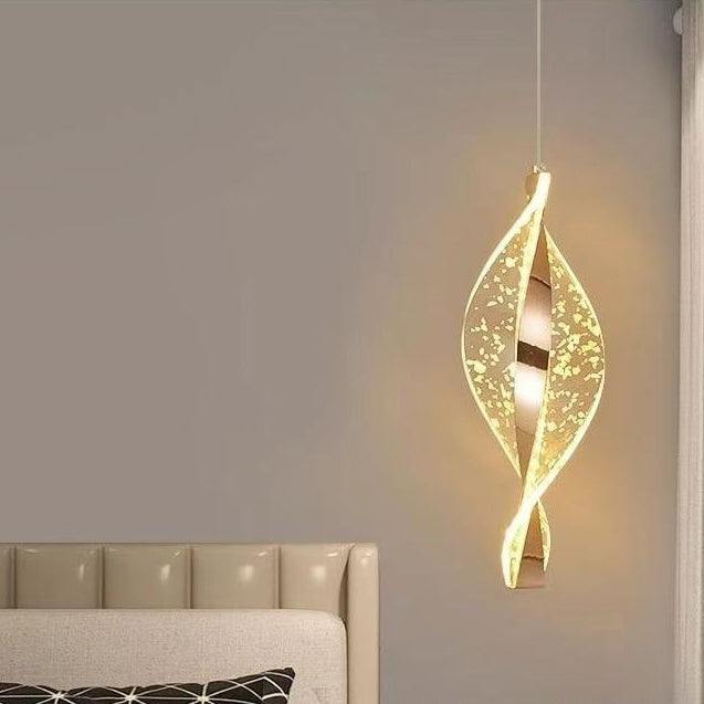 Modern Luxury Aluminum Iron Acrylic Spiral LED Pendant Light For Bedroom Bedside