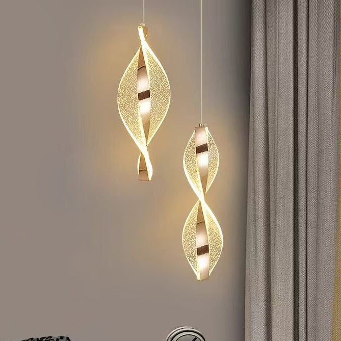 Modern Luxury Aluminum Iron Acrylic Spiral LED Pendant Light For Bedroom Bedside