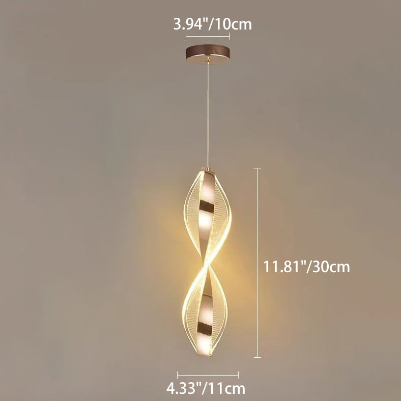 Modern Luxury Aluminum Iron Acrylic Spiral LED Pendant Light For Bedroom Bedside