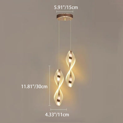 Modern Luxury Aluminum Iron Acrylic Spiral LED Pendant Light For Bedroom Bedside